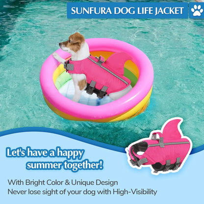 Chaleco Salvavidas Para Perros Con Rayas Reflectantes Diseño Tiburón Flotabilidad Superior