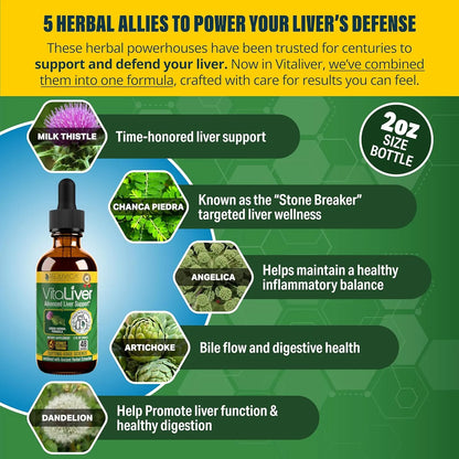 VitaLiver Suplemento Liquido Natural Limpieza Higado Cardo Lechoso Piedra Chanca