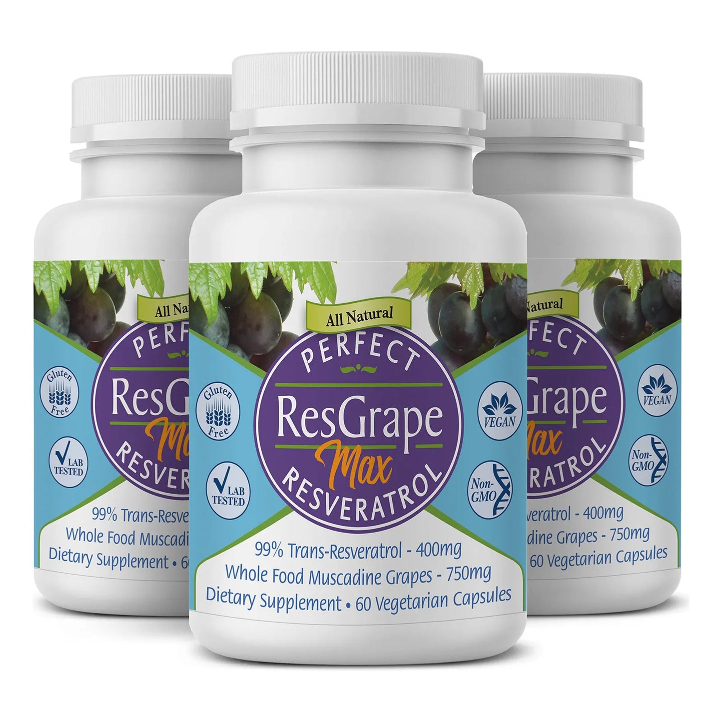 Cápsulas Vegetales Antienvejecimiento Con Resveratrol Y Uva Muscadina 60 Unidades