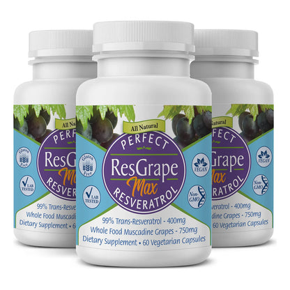 Cápsulas Vegetales Antienvejecimiento Con Resveratrol Y Uva Muscadina 60 Unidades