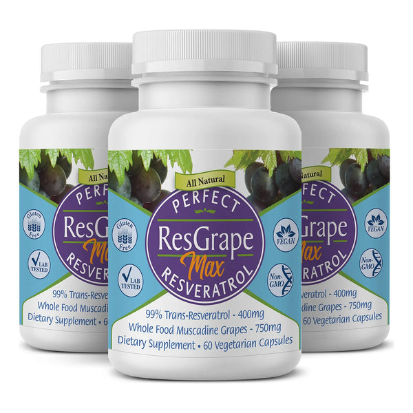 Cápsulas Vegetales Antienvejecimiento Con Resveratrol Y Uva Muscadina 60 Unidades