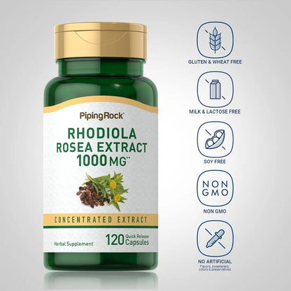 Extracto De Rhodiola Rosea 1000 Mg 120 Cápsulas Energía Natural