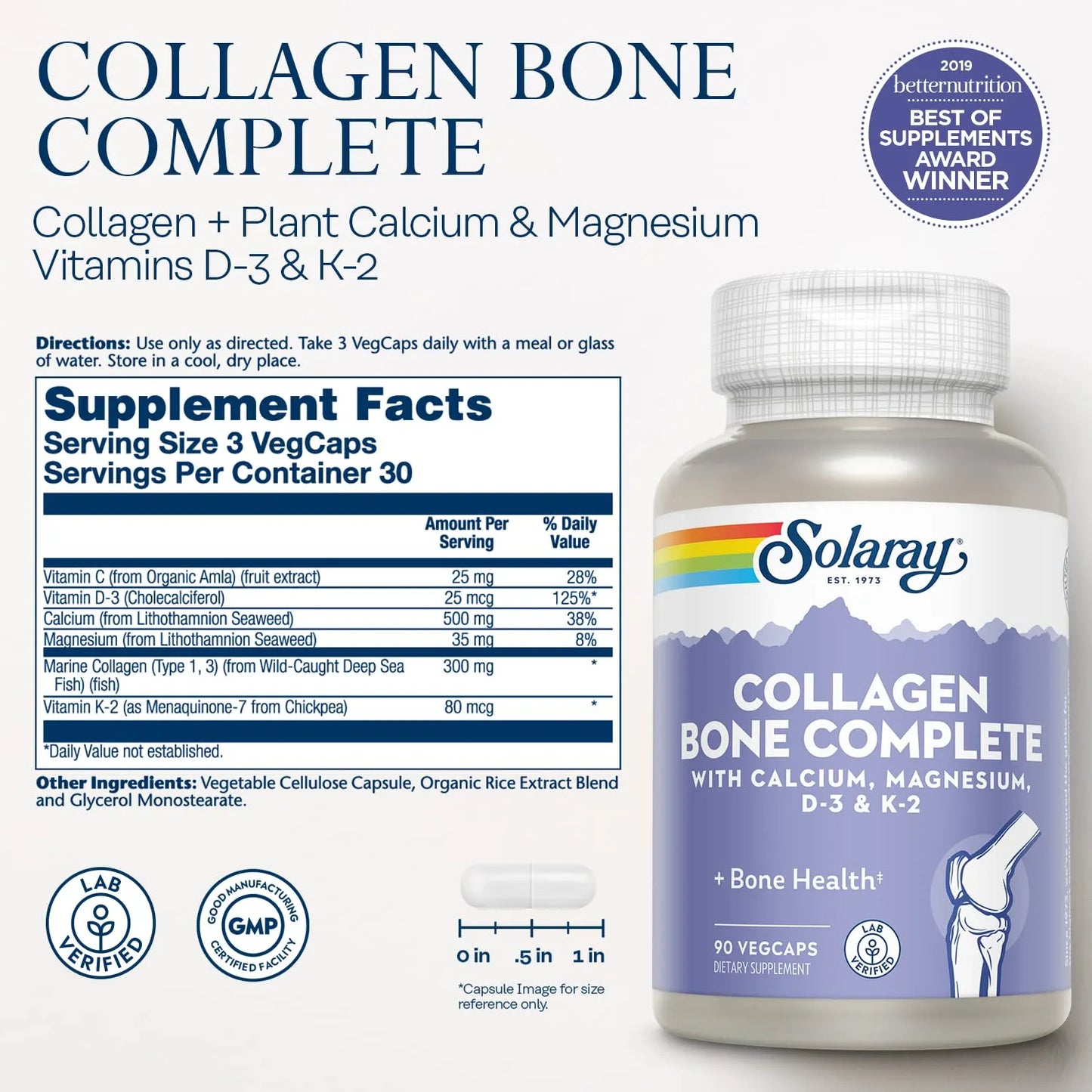 Colageno Completo Avanzado Con Calcio Vegetal Y Magnesio 90 Capsulas Huesos Y Articulaciones