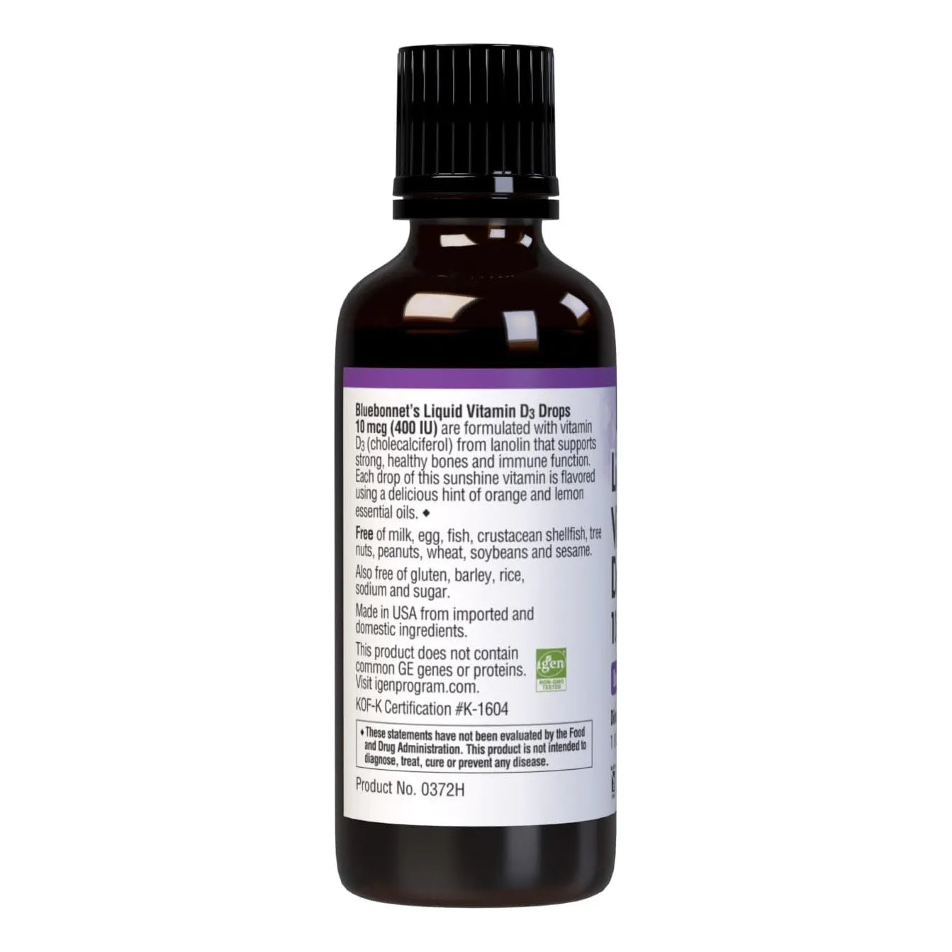 Vitamina D3 Liquida 400 UI Gotas Sabor Citricos BlueBonnet Suplemento Salud Osea E Inmune