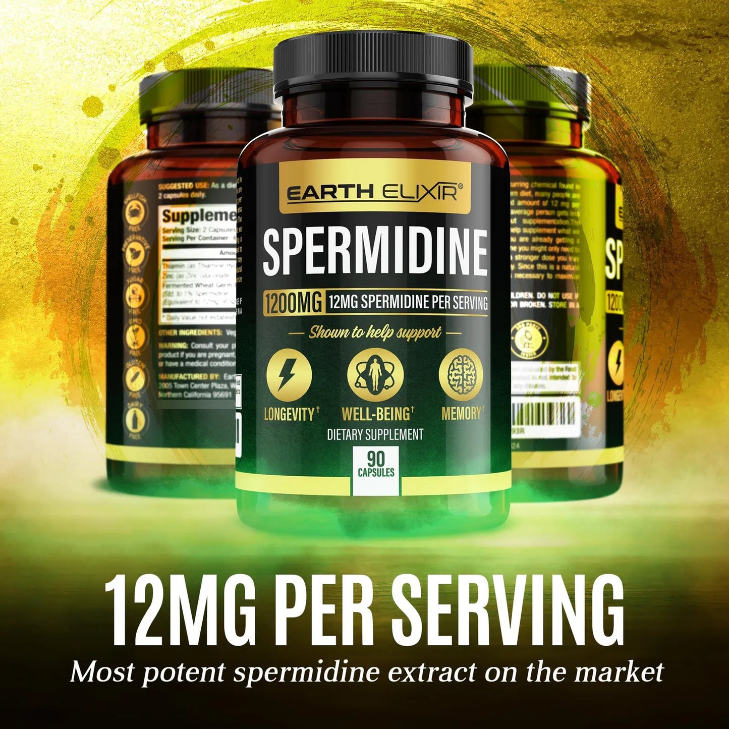 Espermidina Pura 1200 Mg 90 Capsulas Extracto Germen Trigo Vegano