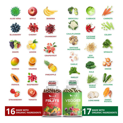 Capsulas De Frutas Y Verduras Organicas Superfood Suplemento Nutritivo 30 Dias