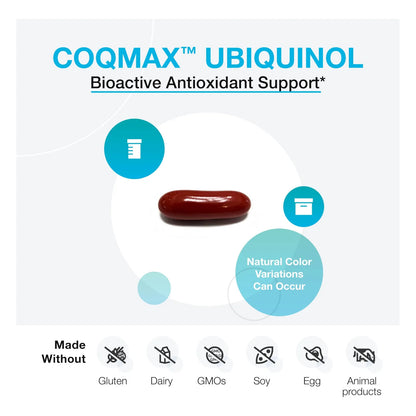 Coqmax Ubiquinol 200mg Suplemento Antioxidante Salud Cardíaca Y Cognitiva 30 Caps
