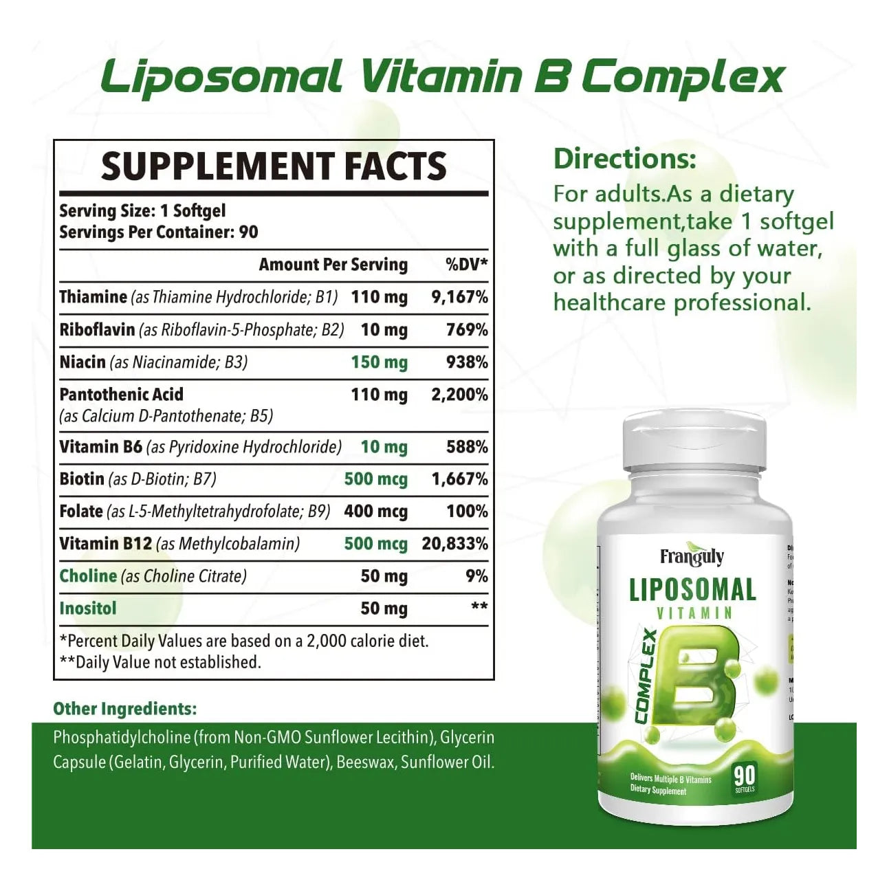 Vitaminas B Liposomales Activas Con Colina E Inositol 270 Cápsulas