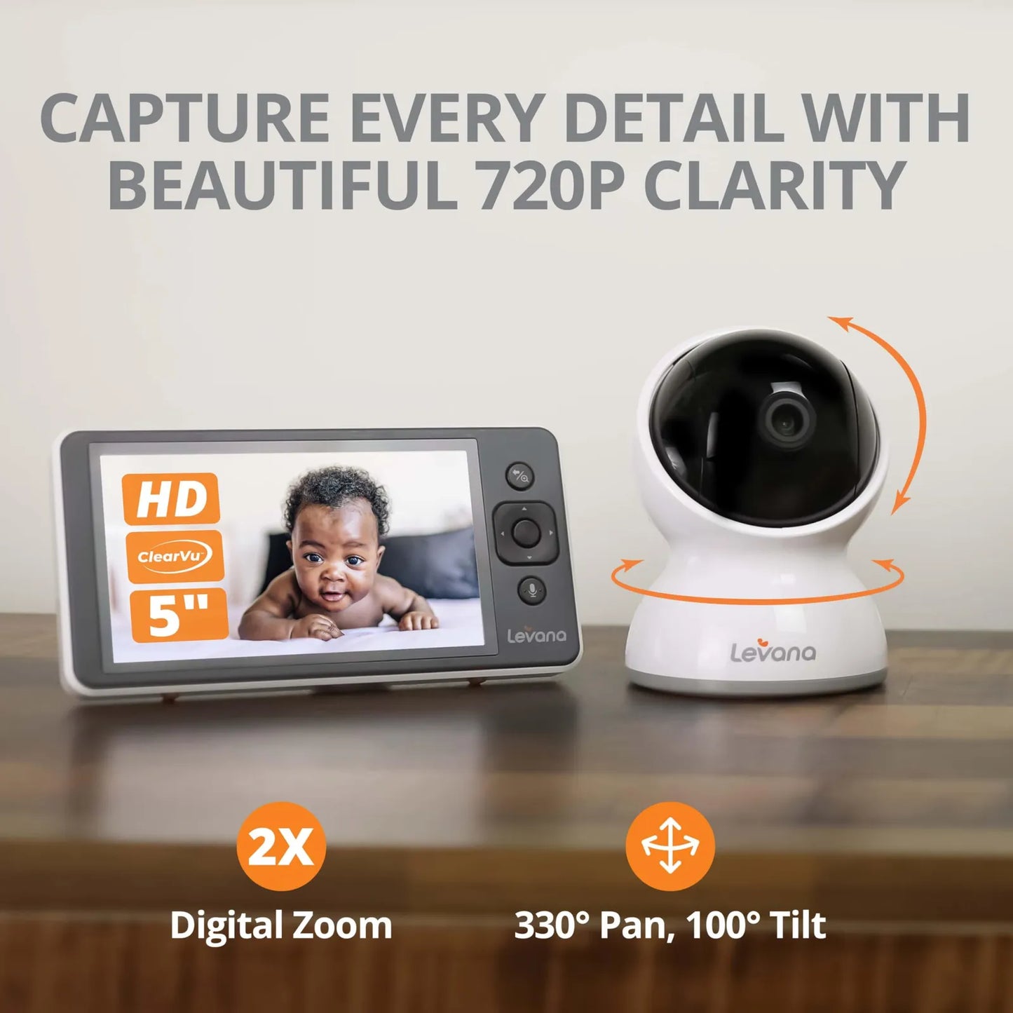 Monitor De Bebé Ella Video Con 2 Cámaras Hdptz 720p Pantalla Segura Sin Wifi