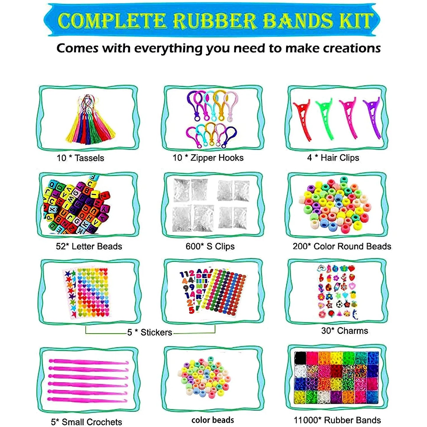 Kit Fabricacion Bisuteria 12000 Piezas YITOHOP Manualidades Niños