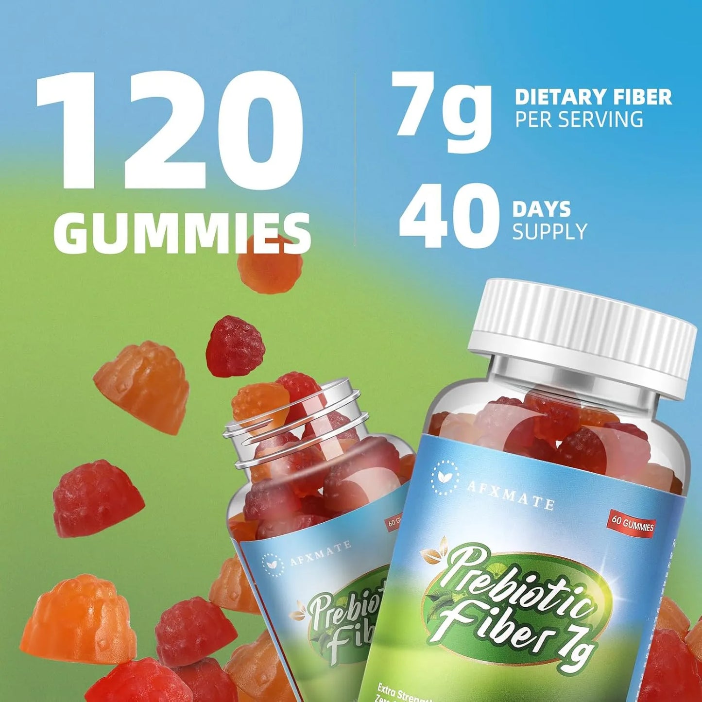 Gomitas De Fibra Para Adultos 7g Sin Azúcar Veganas Salud Digestiva