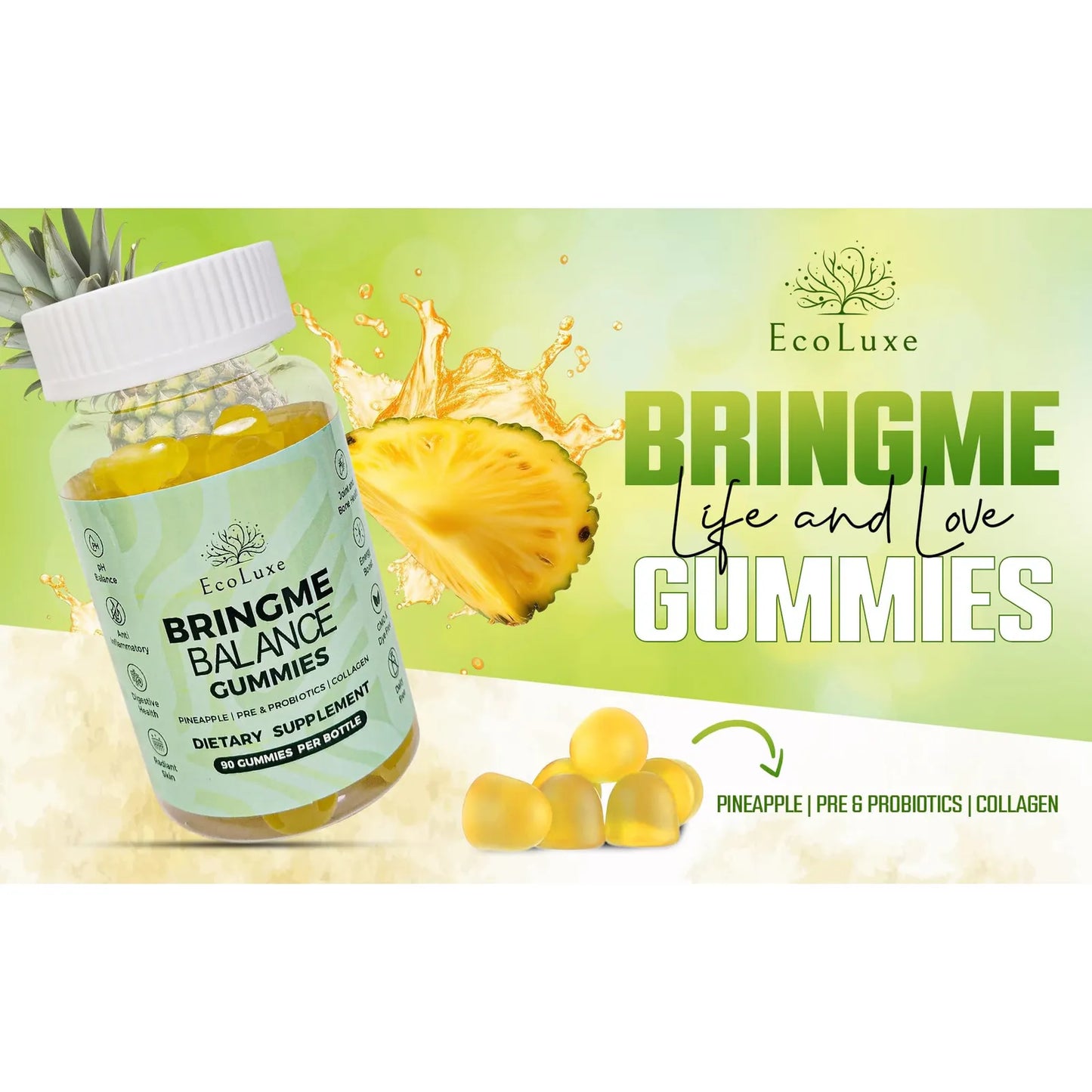 Gomitas De Colágeno Probióticas BRINGME Balance Piel Radiante Y Digestión Saludable
