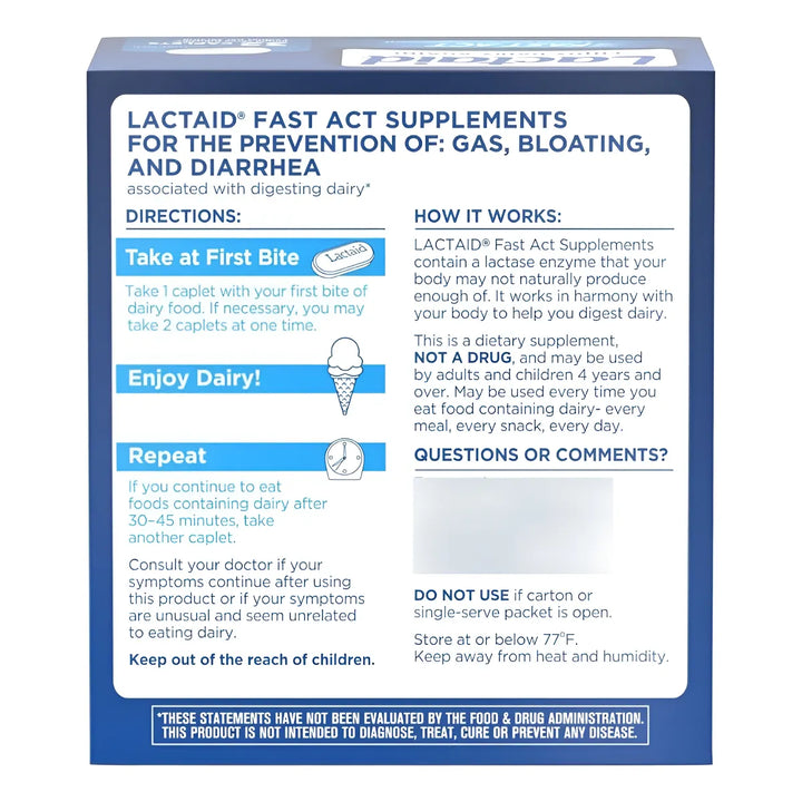 Lactaid Intolerantes Lactosa Masticable Rapida Accion 32 Und - Imagen 4