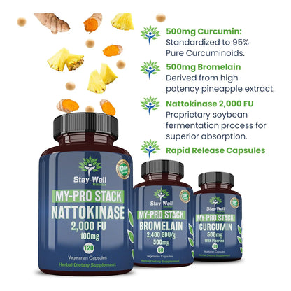 Suplemento Nattoquinasa 2000 Fu Bromelina 500 Mg Curcumina 500 Mg Protocolo Completo 60 Dias