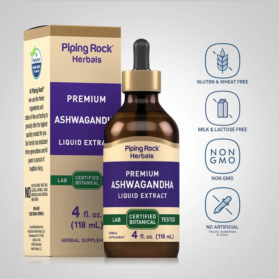 Extracto De Ashwagandha Liquido 120ml Raiz De Hierbas Premium Sin Alcohol