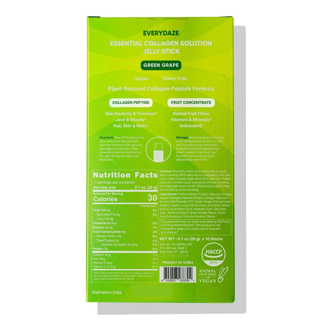 Gel De Colágeno Esencial En Polvo Sabor Uva Verde 10 Paquetes Cabello Piel Uñas