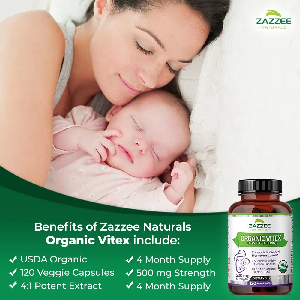 Vitex Organico 500 Mg 120 Capsulas Extracto 4x Estandarizado Fertilidad Hormonal