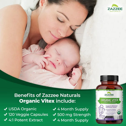 Vitex Organico 500 Mg 120 Capsulas Extracto 4x Estandarizado Fertilidad Hormonal
