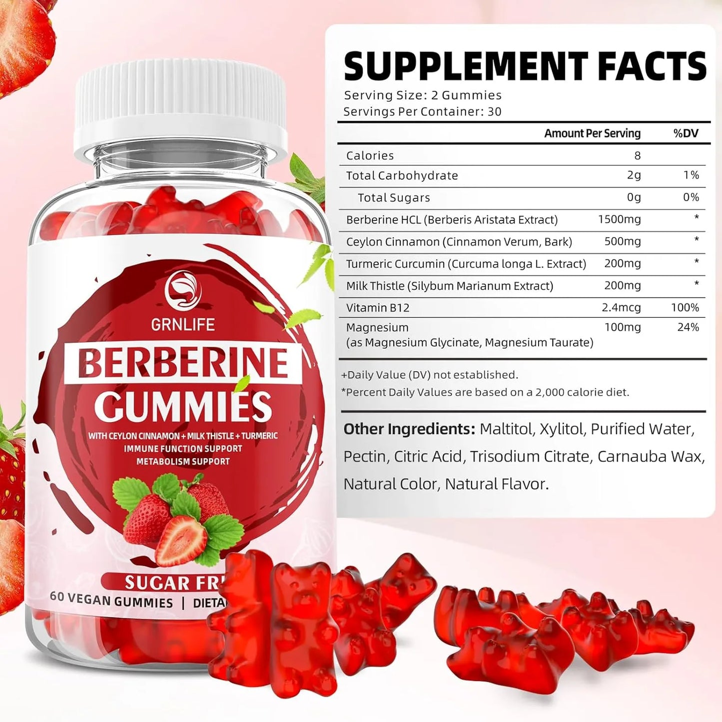 Gomitas De Berberina Canela De Ceilán 1500 Mg Alta Potencia Suplemento Inmunológico Y Metabólico