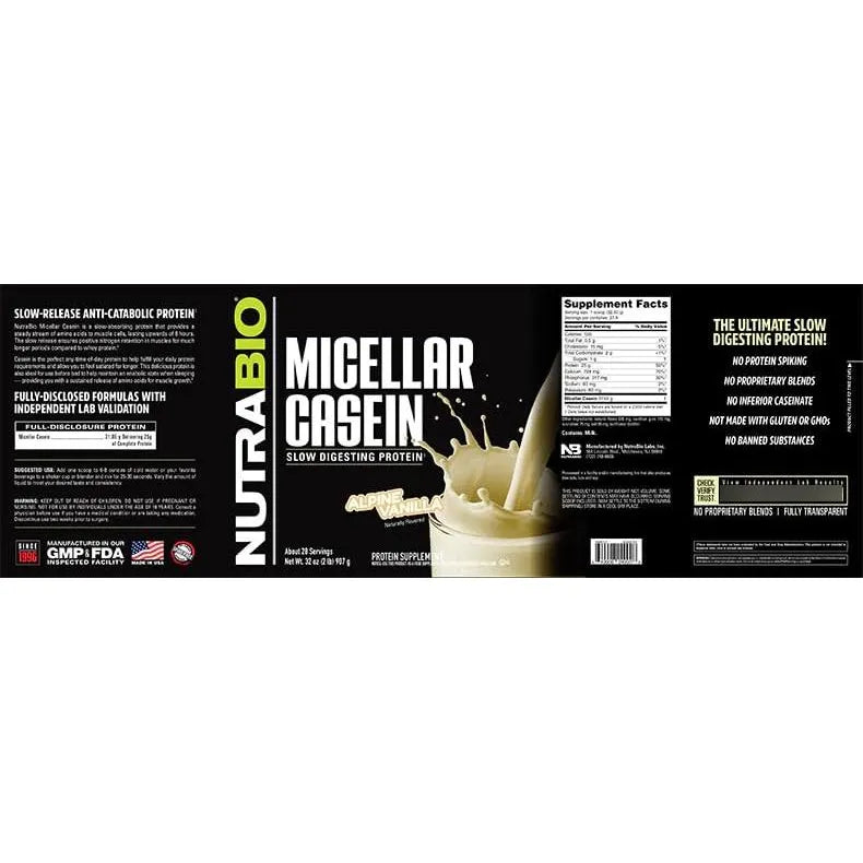 Proteína Caseína Micelar En Polvo 908g Vainilla Digestión Lenta Crecimiento Muscular
