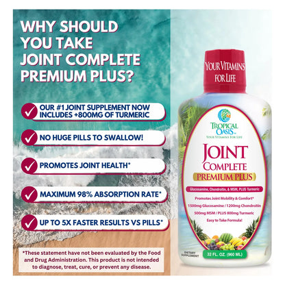 Joint Complete Premium Plus Suplemento Líquido Para Articulaciones Con Glucosamina Condroitina MSM Y Cúrcuma 32 Onzas