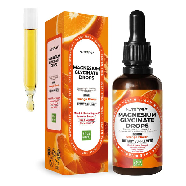 Gotas De Glicinato De Magnesio 500 Mg Con L Teanina Ashwagandha Suplemento Liquido Para Dormir Y Relajarse