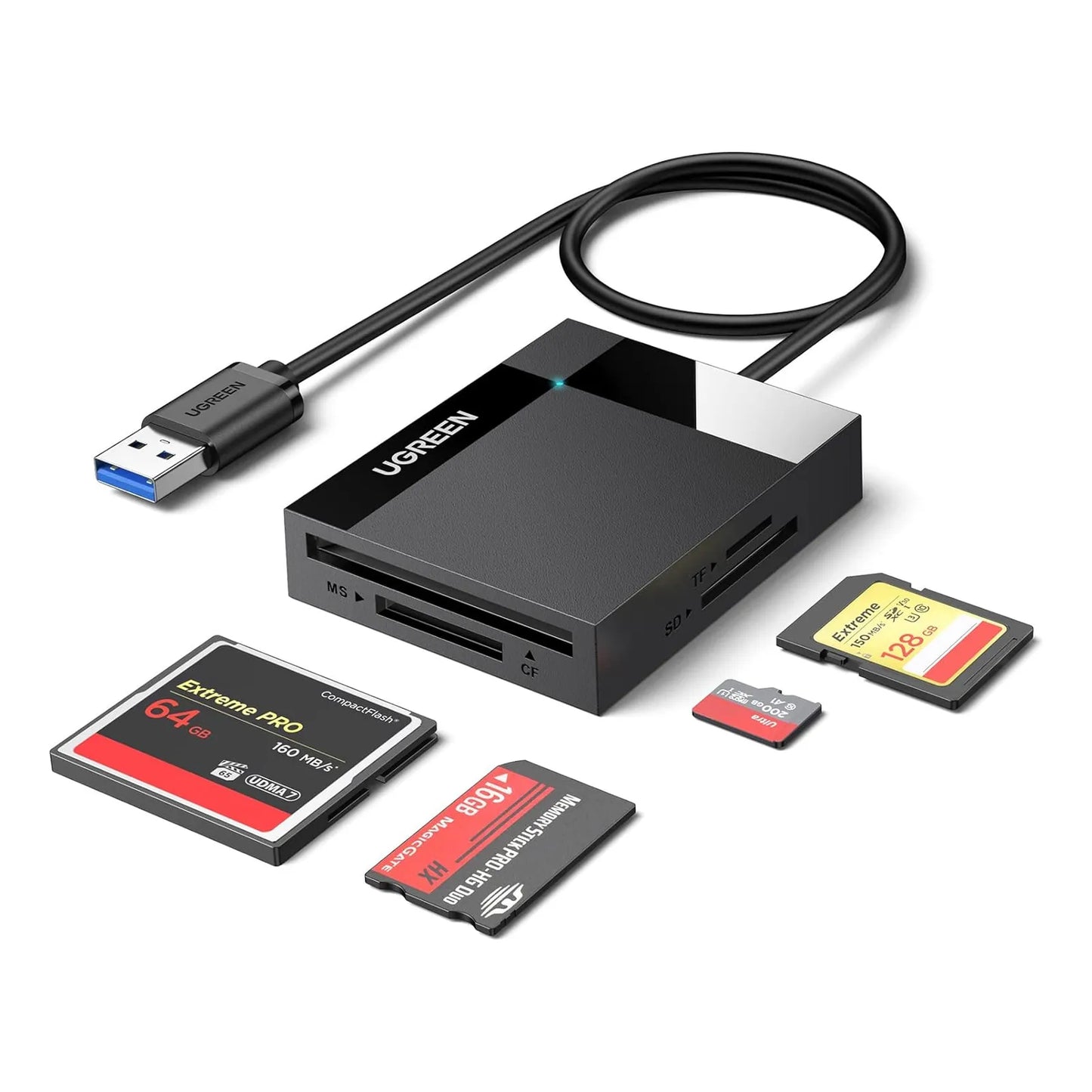 Lector De Tarjetas Ugreen Usb 3.0 Multiformato Portátil Negro - Imagen 1