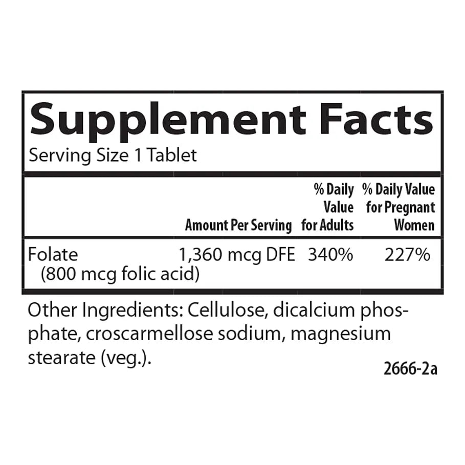 Ácido Fólico 800 Mcg Apoyo Prenatal 1000 Tabletas