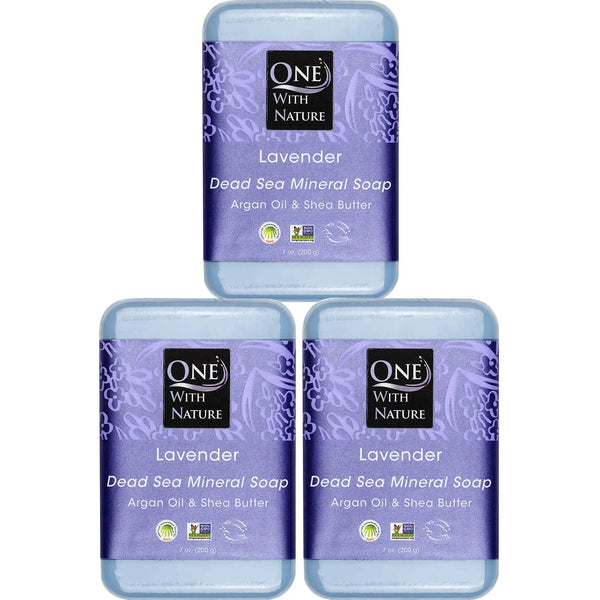 Pack 3 Barritas Jabón Mineral Lavanda Mar Muerto 200g Exfolia Hidrata