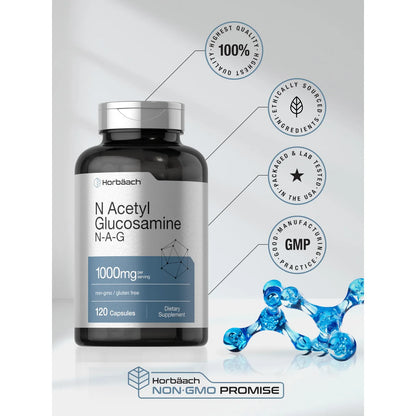 N Acetil Glucosamina 1000 Mg 120 Capsulas Horbaach Suplemento Articular Sin Gluten