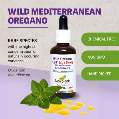 Aceite De Orégano Silvestre Extra Fuerte 93% Carvacrol Gotas Suplemento Dietético