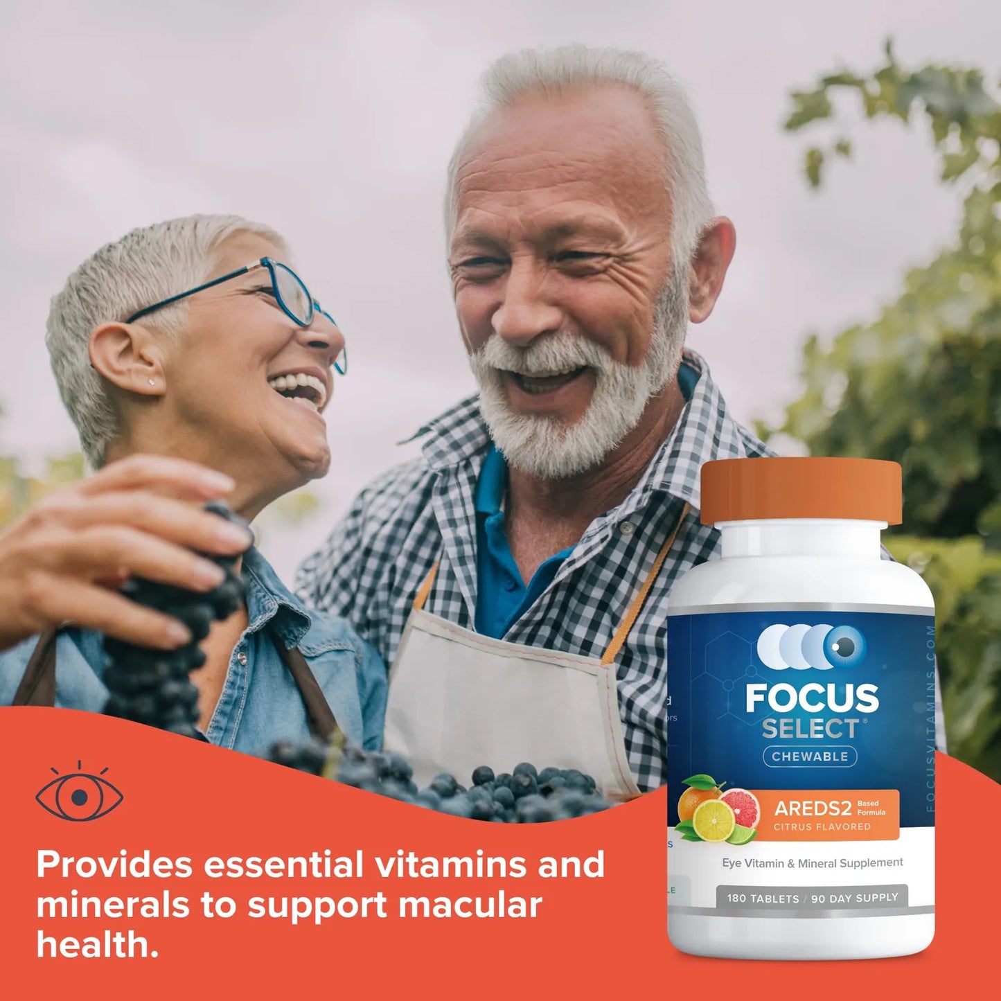 Focus Select AREDS2 Vitaminas Masticables Para Ojos Sabor Cítrico 180 Unidades