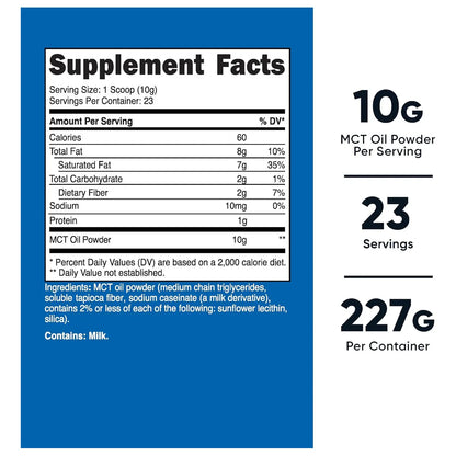 Aceite En Polvo MCT Nutricost 05 Lb Ideal Para Dieta Cetogenica Y Cetosis Sin Carbohidratos Ni Gluten