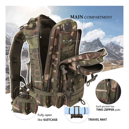 Mochila Táctica Militar Hannibal Tactical 36L Resistente Al Agua Con Sistema Molle