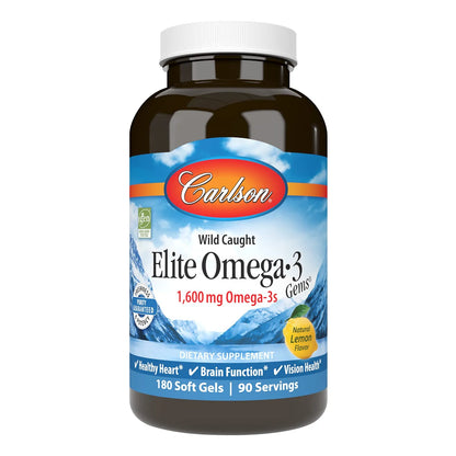 Gemas Elite Omega 3 1600 Mg Soporte Corazon Cerebro Vision 180 Geles Blandos