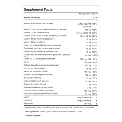 Vitaminas Prenatales Completas 360 Cápsulas Multivitamínico Para Mujeres Con Metilfolato