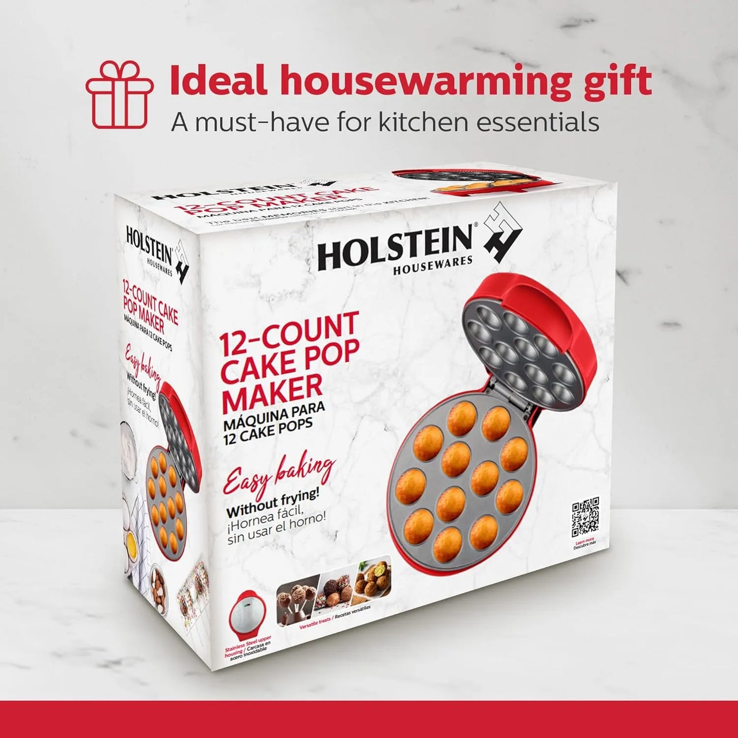 Máquina Para Hacer Cake Pops Holstein Housewares 12 Unidades Roja Antiadherente