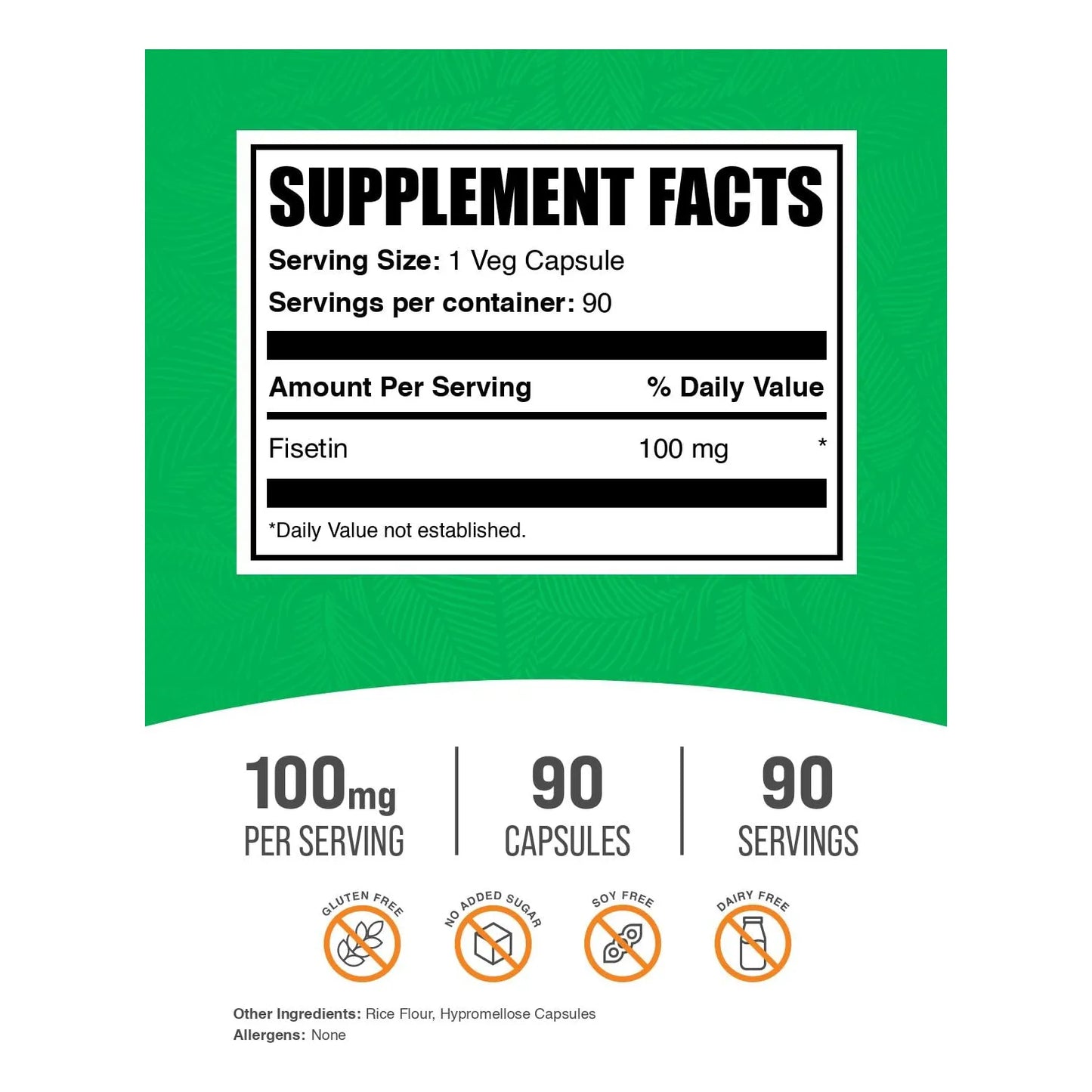 Capsulas De Fisetina 100 Mg Antioxidante Vegano 90 Unidades