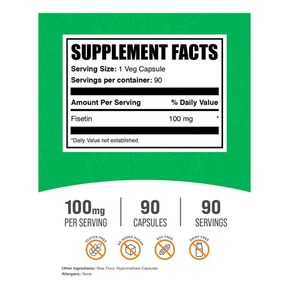 Capsulas De Fisetina 100 Mg Antioxidante Vegano 90 Unidades