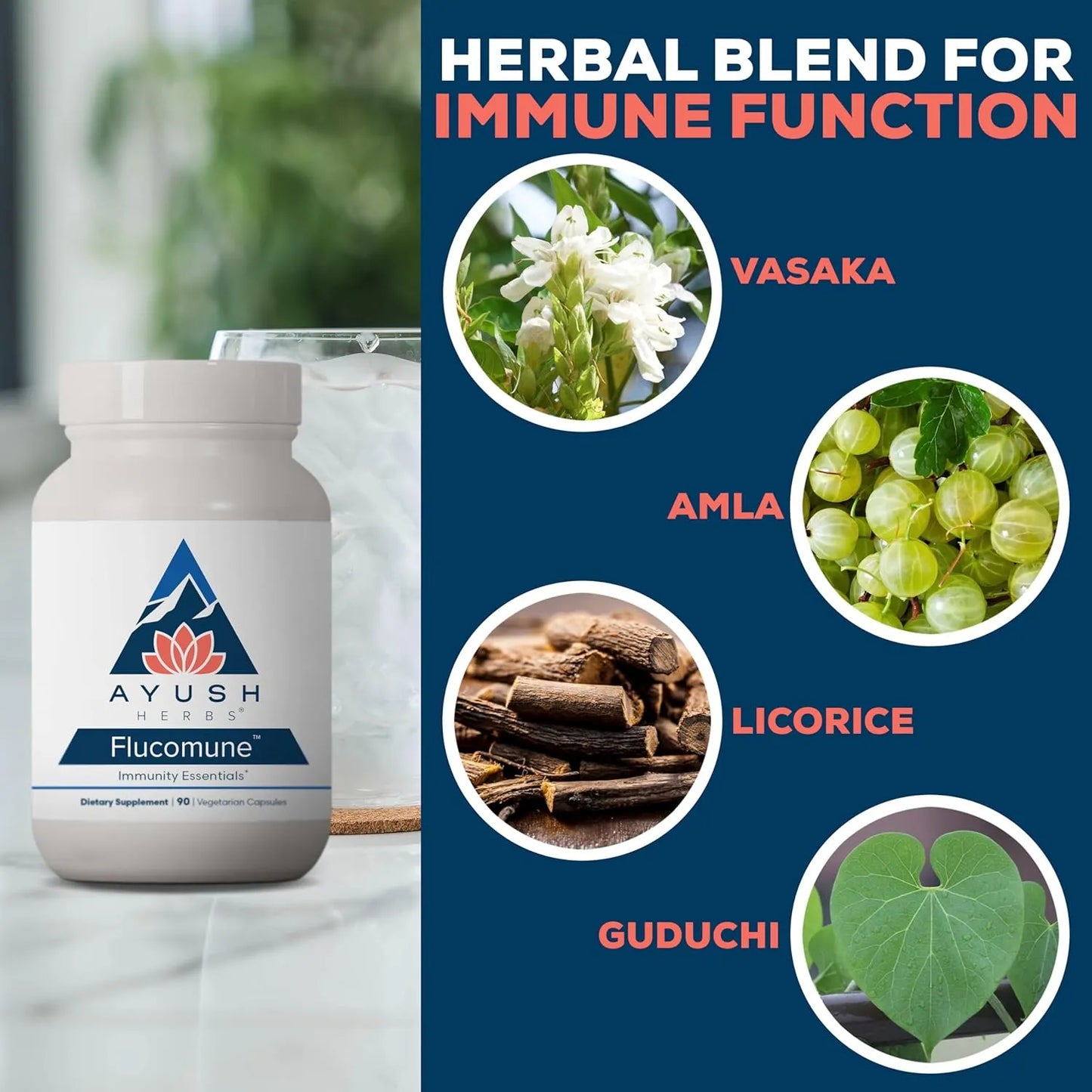 Mezcla Ayurvedica Amla Albahaca Apoyo Inmunologico Y Sinusal 90 Capsulas