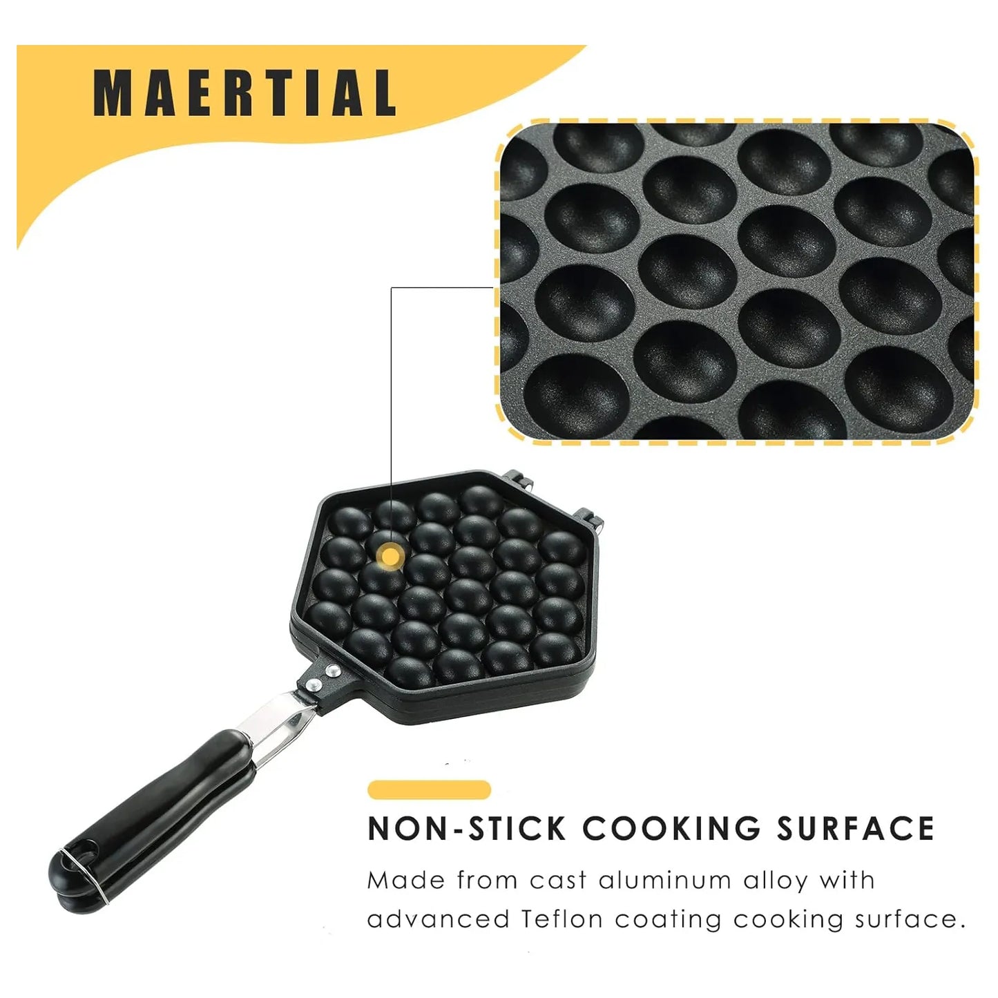 Myfully Bubble Waffle Maker Pan Sartén Antiadherente Para Gofres Perfectos