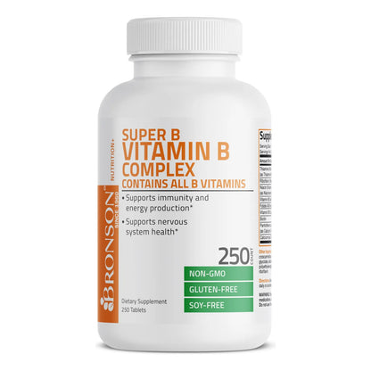 Complejo De Vitaminas B 250 Tabletas Energia Metabolismo Bronson