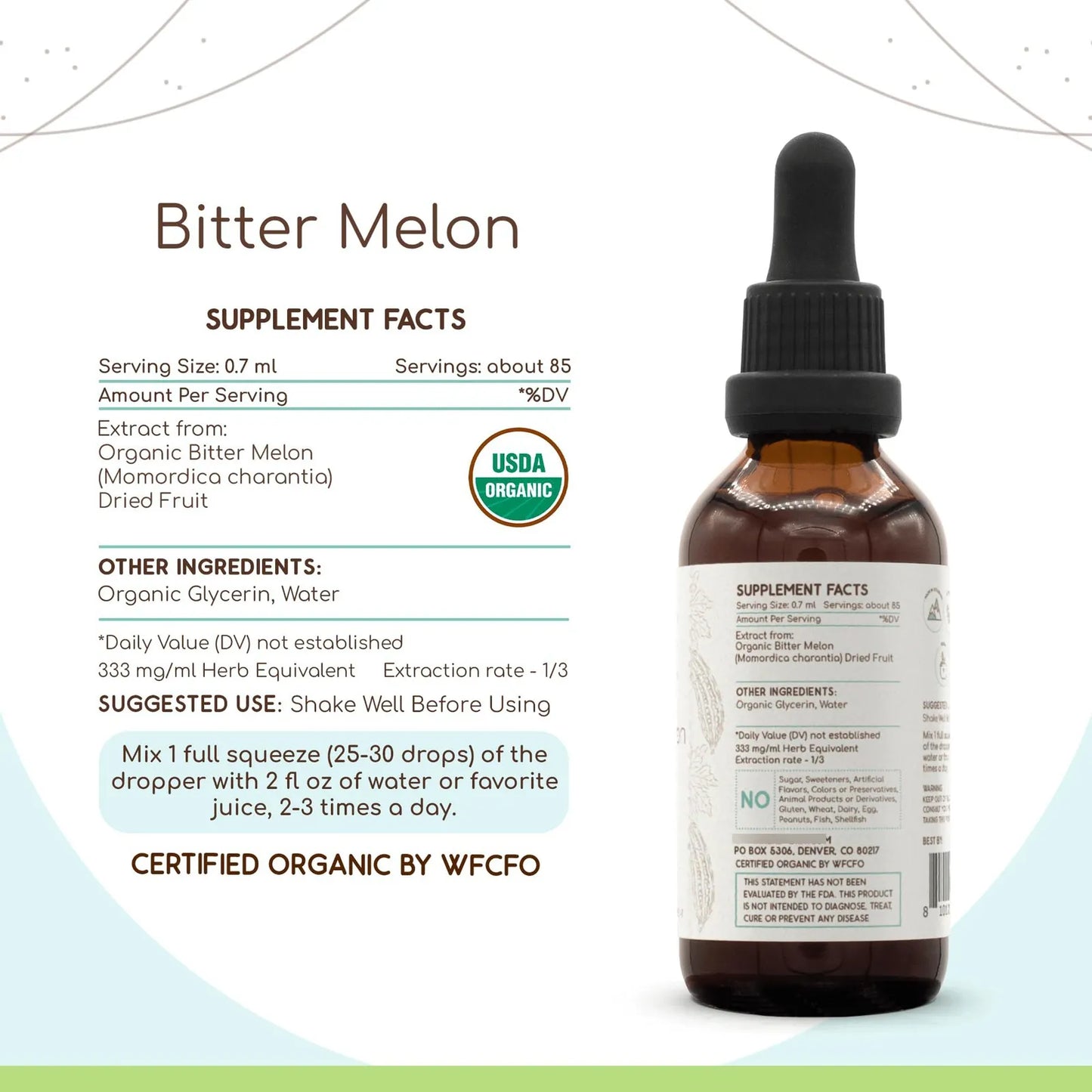 Tintura Orgánica De Melón Amargo Extracto Herbal Potente 60 Ml
