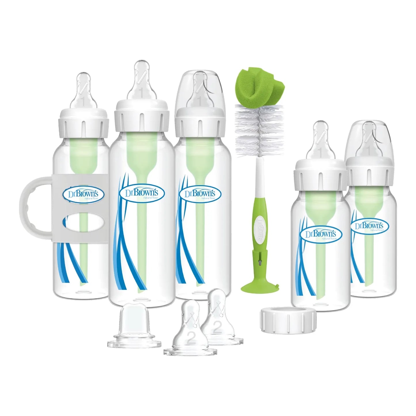 Set De Botellas Anticolicos Dr Browns Natural Flow Con Boquilla Y Asas Regalo Ideal