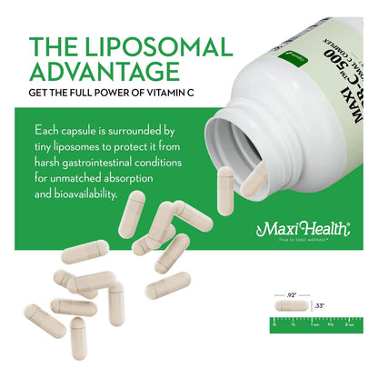 Maxi Health Cápsulas Liposomales De Vitamina C 500 Mg Con Mezcla Digestiva Absorción Superior