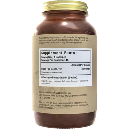 Suplemento De Higado De Ternera Alimentado Con Pasto 3000 Mg 45 Dias Puro Y Natural