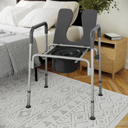 Silla Cómoda Portátil 3 En 1 Para Inodoro Con Brazos Acolchados Y Altura Ajustable