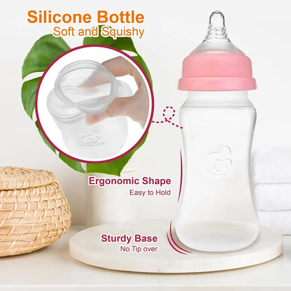 Biberon Silicona Suave 240ml Cuello Ancho Valvula Anticolico Nenesupply