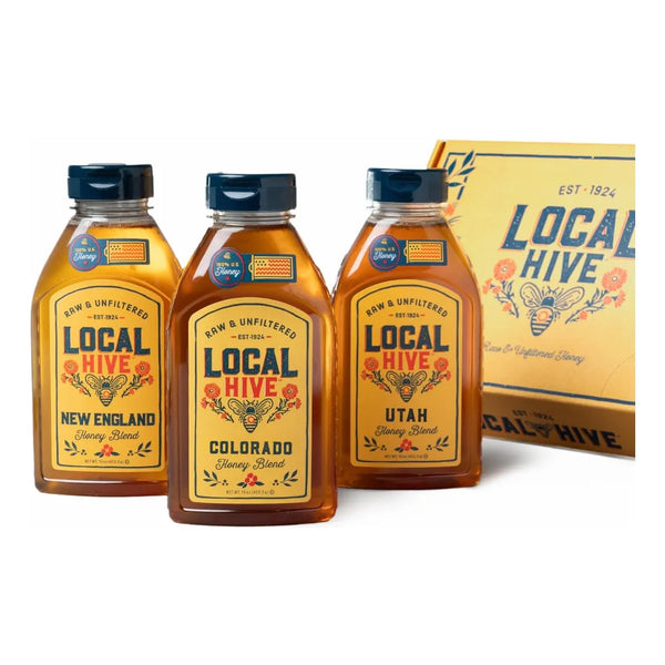 Caja De Regalo Bliss 3 Botellas Miel Cruda Sin Filtrar 100 Pura Apicultores Ee Uu