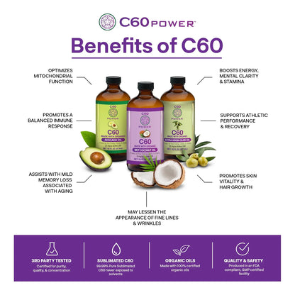 Aceite De Coco Orgánico Mct Con Fullerenos De Carbono 99.9 Energía Y Antienvejecimiento